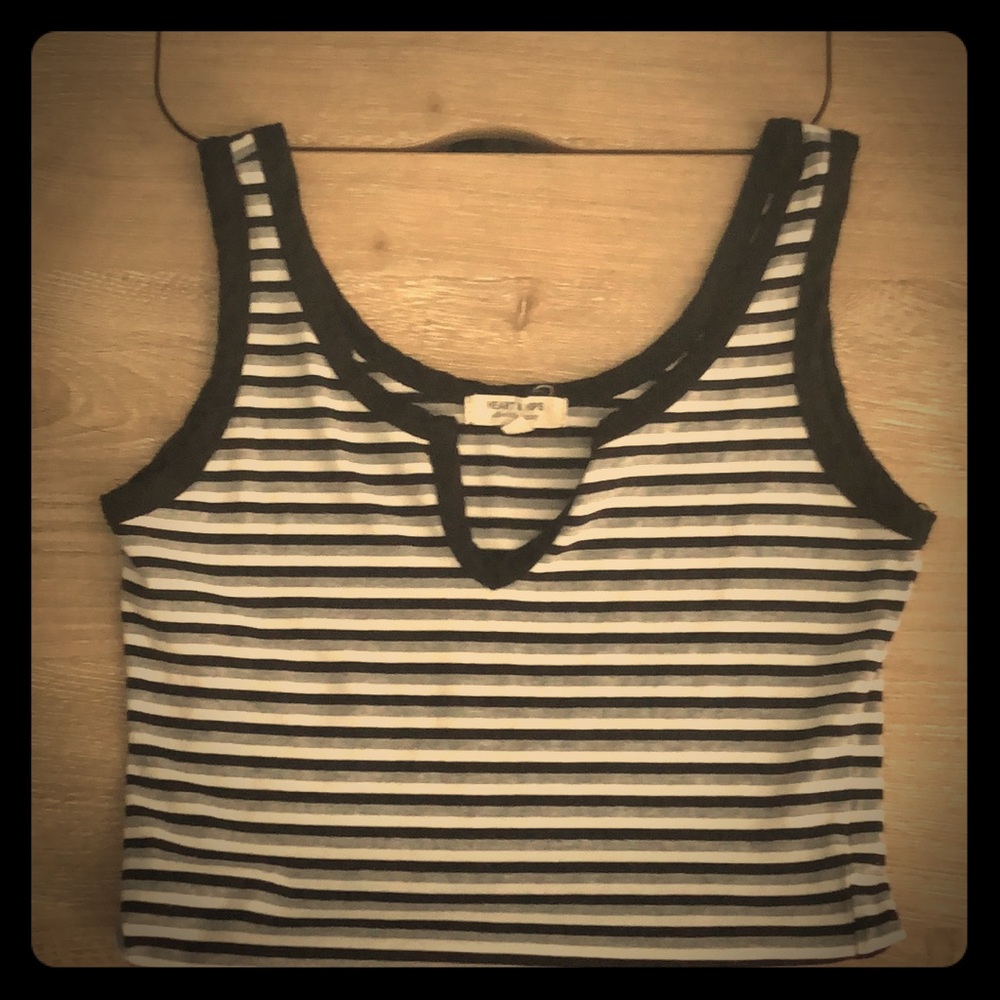 Striped Crop Top/ Notch Neck